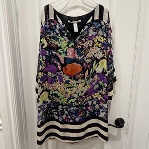 Diane Von Furstenberg DVD Multicolor Floral Silk Tunic Dress